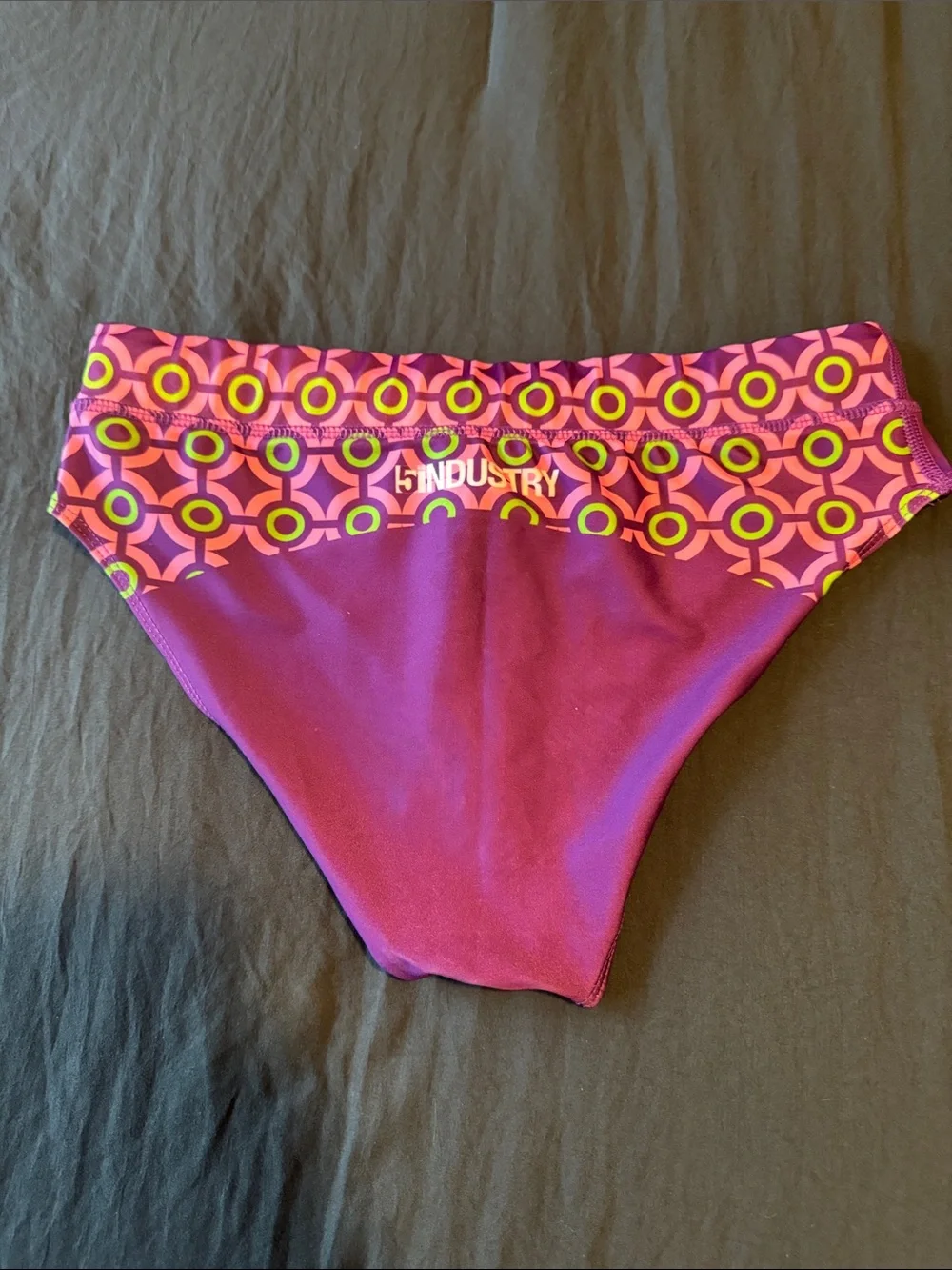 Purple Geometric Men's Swim Briefs with Drawstring Medium